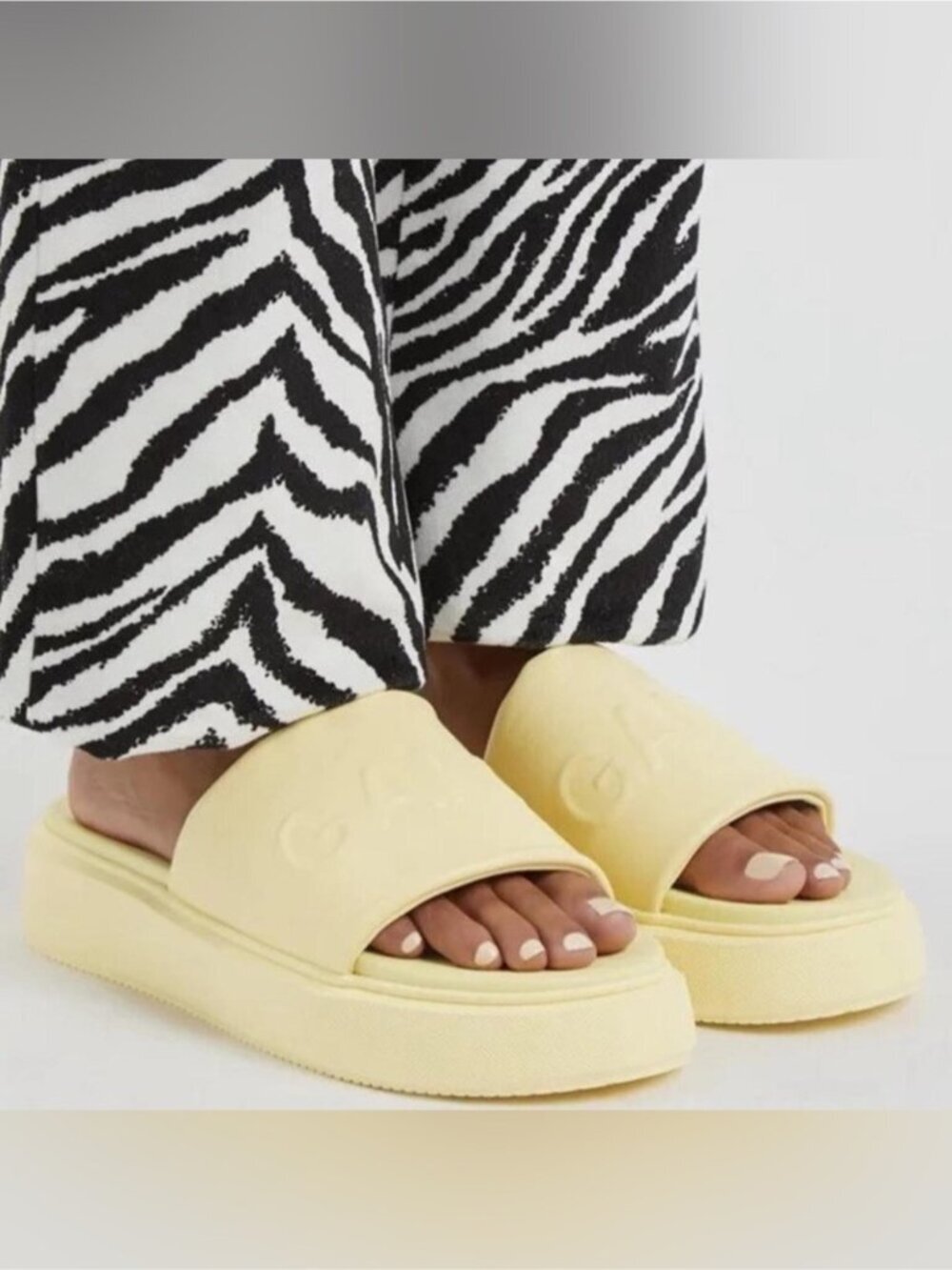 Ganni vegan leather Yellow Vegea Platform waterproof slip on slides sandals 38 8